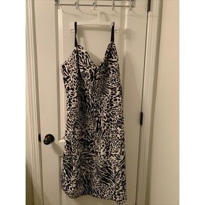 Sergio Hudson Women's Plus Size 2X Leopard Zebra Print Bustier Dress Bla…